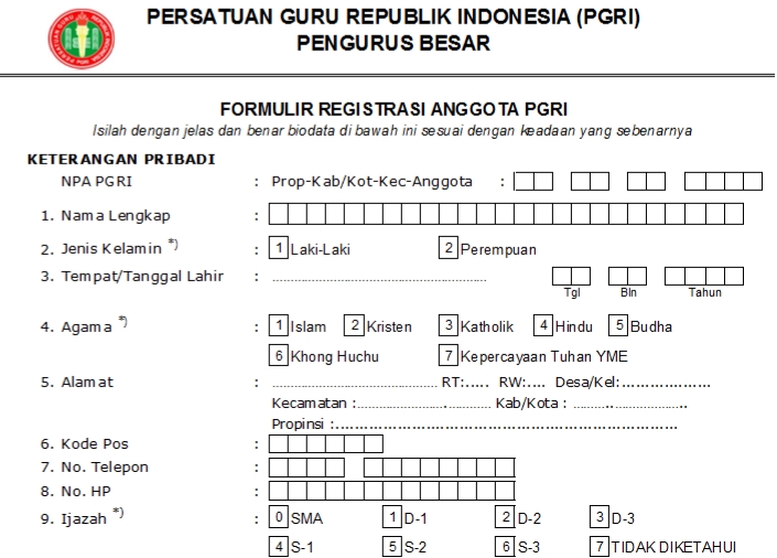 Pendaftaran PGRI Nganjuk - Persatuan Guru Republik Indonesia Cabang Kabupaten Nganjuk
